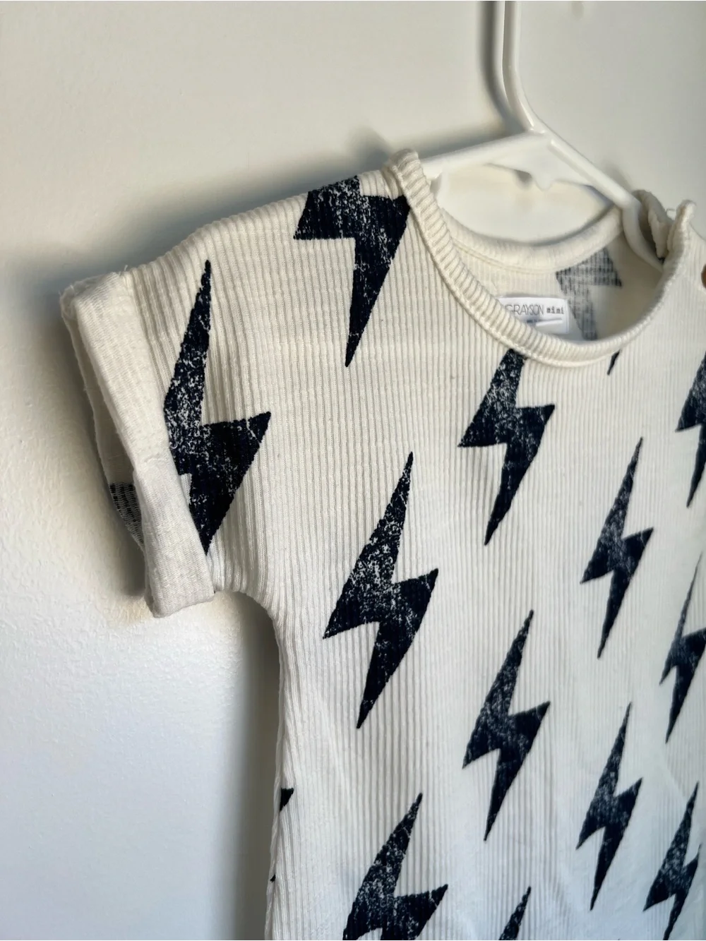Grayson Mini Lightning Bolt Romper 6-9 Months | Ribbed One Piece